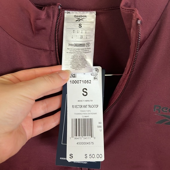 Reebok Track Top Jacket Maroon Black Mens Size Small Gym Running - Picture 9 of 15